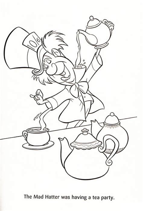 The Mad Hatter Was Having A Tea Party Coloring Page Color Luna