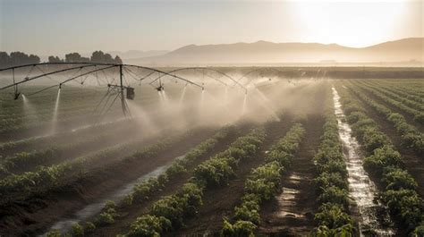 Premium AI Image | A Photo of Irrigation Systems Watering the Crops