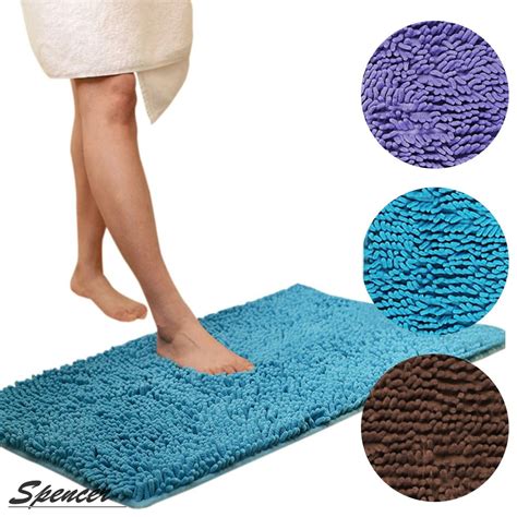 Soft Microfiber Shaggy Non Slip Absorbent Bath Mat Bathroom Shower Rugs