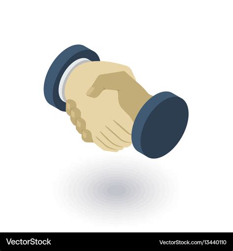 Handshake isometric flat icon 3d Royalty Free Vector Image