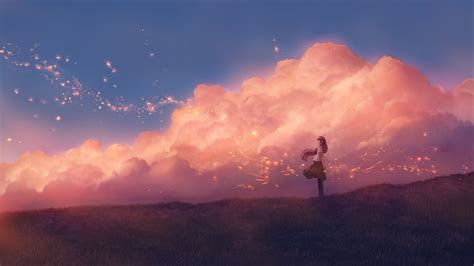 2048x1152 Anime Girl Sky Clouds Wallpaper,2048x1152 Resolution HD 4k ...