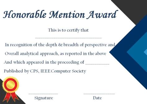 Honorable Mention Certificate - 10 Free Templates ( Use Them Now!) - Template Sumo