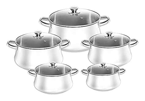 Tefal Stainless Steel Cooking Pots with Glass Lid Set – 10 pieces – Al ...