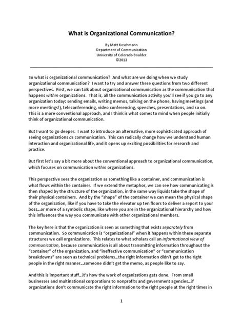 What Is Organizational Communication | PDF | Communication | Thought