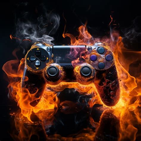 Controlador De Juego Con Fondo De Fuego Foto Premium