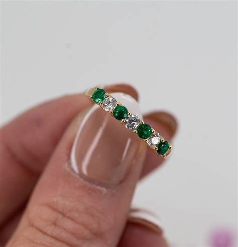 Emerald & Diamond Eternity Ring - Coppins Jewellery