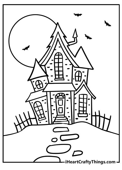 Haunted House Coloring Page Printable