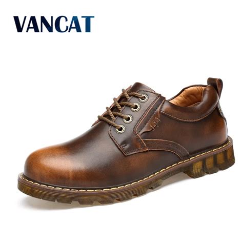 Buy Vancat Men Genuine Leather Casual Shoes Leather Brand Men Shoes Work Safety