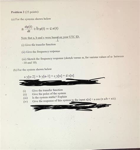 Solved Problem 2 25 Points A For The Systems Shown