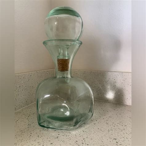 Dining Vintage Mcm Glass Empoli Decanter Bottle W Large Ball Stopper Poshmark