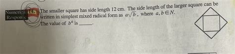 Solved he smaller square has side length 12cm. ﻿The side | Chegg.com