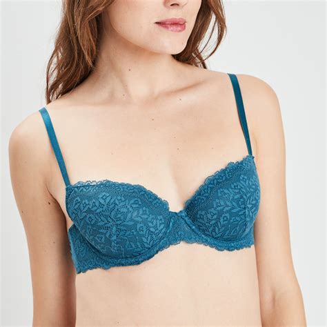 Soutien Gorge Corbeille Micro Dentelle Bleu Canard Femme La Halle