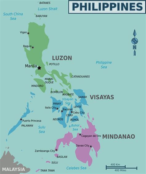 Map of the Philippines with Major Cities