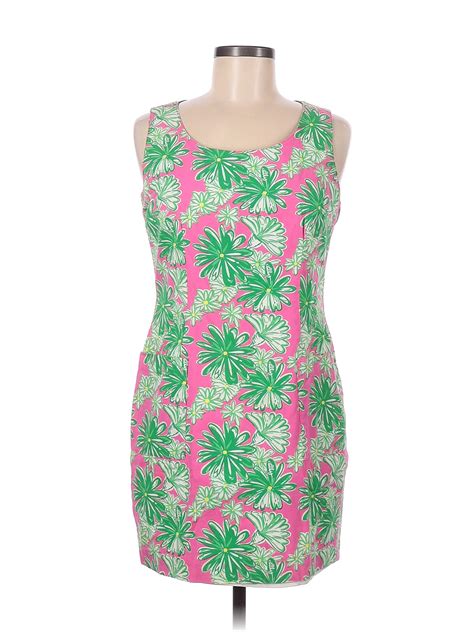 Lilly Pulitzer 100 Cotton Multi Color Green Casual Dress Size 8 67