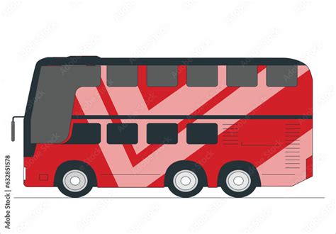 Beautiful Vector Double Decker Red Bus Flat Design City Public