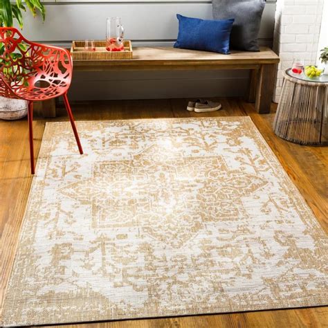 Artistic Weavers Masha Outdoor Traditional Area Rug 67 Square Tan