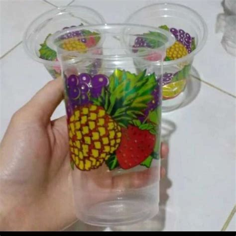 Jual Cup Gelas Plastik Printing Buah Ukuran Oz Isi Pcs Di Seller