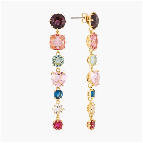 Boucles D Oreilles Tiges 7 Pierres La Diamantine Multicolore Boucles