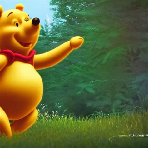 Photorealistic 3 D Render Of Winnie The Pooh Saluting Stable