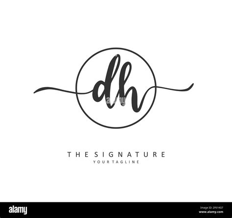 D H Dh Initial Letter Handwriting And Signature Logo A Concept