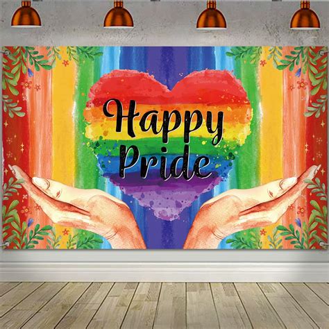 Amazon FIFESMALL Happy Pride Backdrop LGBT Gay Pride Lesbian Transgender Bisexual Sign
