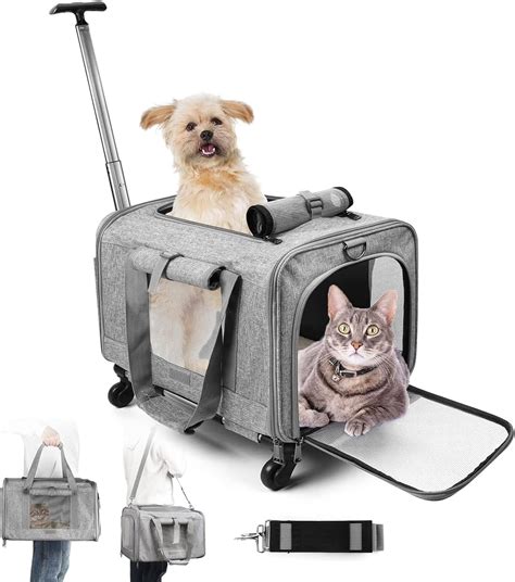 Auok Transportador Para Gato Perro Con Ruedas Bolsa Plegable De Viaje