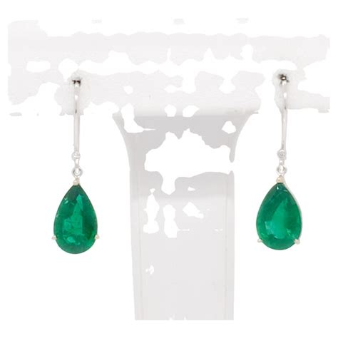 Emerald And Diamond Dangle Earrings In 18k Two Tone Gold For Sale At 1stdibs