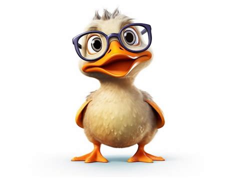 Premium AI Image | A cartoon duck with glasses and a round head that ...