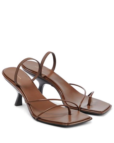 The Row Rai Leather Sandals In Brown Lyst