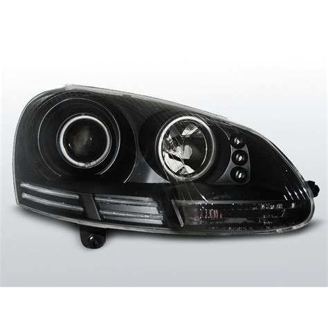 Phares Avant Angel Eyes Ccfl Volkswagen Golf Noir