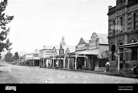 Negative - Yea, Victoria, circa 1910, High Street, Yea with the ...