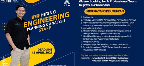 Lowongan Kerja Engineering Planning Analysis Staff Pt Kawasan