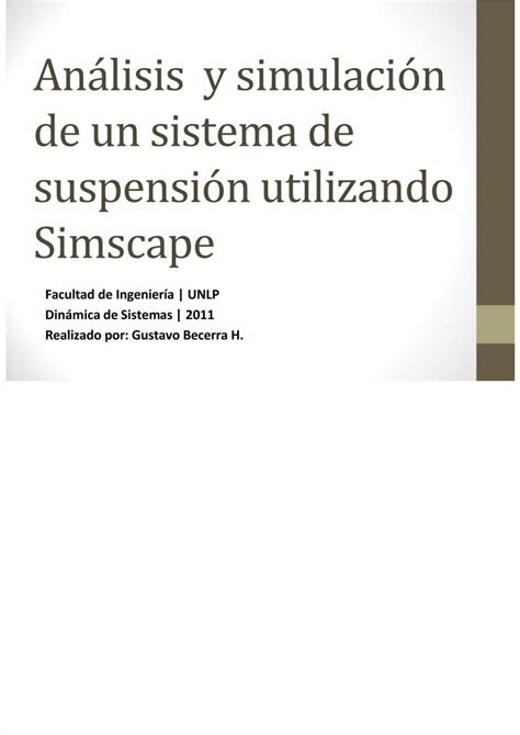 Pdf An Lisis Y Simulaci N De Un Sistema De Suspensi N Utilizando