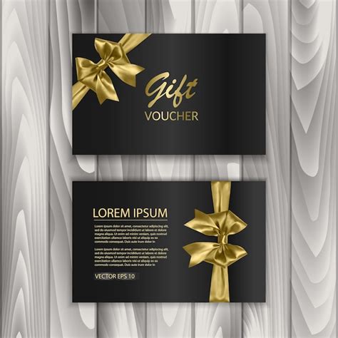 Premium Vector Set Of Shiny Gift Voucher With Realistic Golden Bow