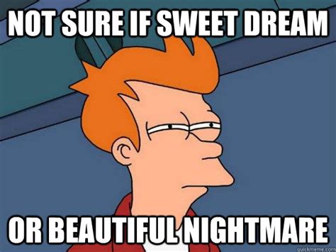 Not Sure If Sweet Dream Or Beautiful Nightmare Futurama Fry Quickmeme