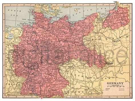 Vintage MAP of GERMANY Instant Download Digital Printable Old GERMAN ...