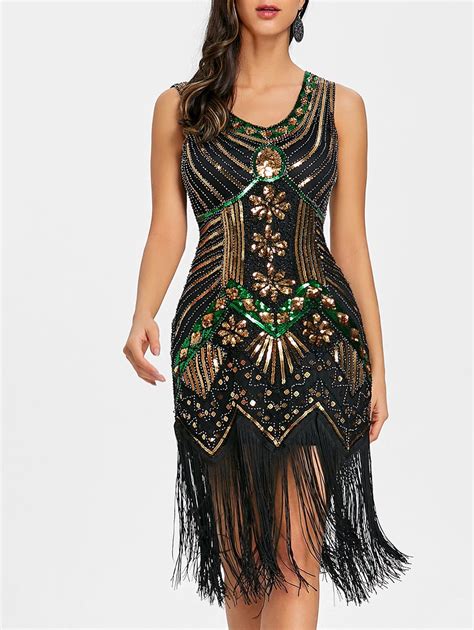 Off Fringed Sequin Midi Flapper Dress Rosegal