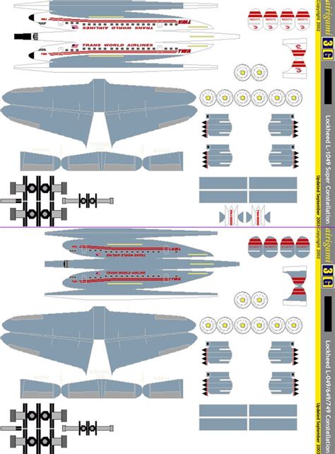 Paper Model Airplane Cut Outlockheed L Super Constellation Paper