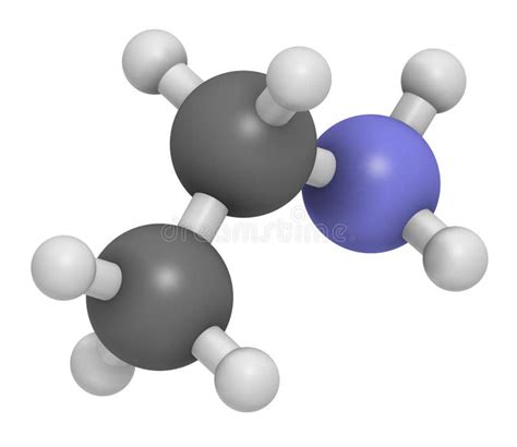 Molécula De Base Orgánica De Etilamina 3d Renderización Los átomos Se