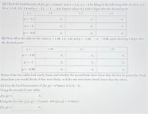 Solved A ﻿check The Local Linearity Of F X Y Eysin X