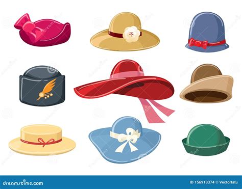 Cartoon Hats Set Stock Vector Illustration Of Head 156913374