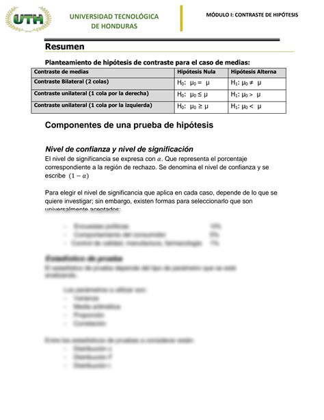 SOLUTION Leccion 3 Contraste De Hipotesis Studypool