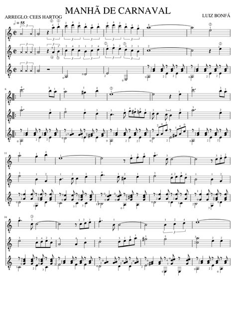 ManhÃ De Carnaval Luyz Bonfá Sheet Music For Guitar String Trio