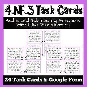 Nf Adding And Subtracting Fractions With Like Denominators Task Cards