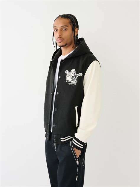 Buddha Logo Hooded Varsity Jacket