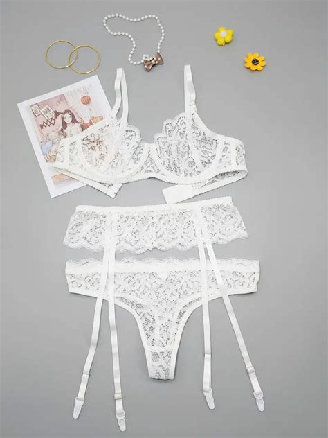 Sexy Sultry Floral Lace Lingerie Set Sheer Unlined Bra Temu Australia