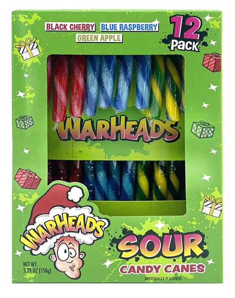 Flix Candy Warheads Sour Christmas Candy Canes Peanut And Gluten Free 12 Variety Pack