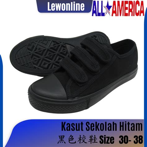 Original All America Kasut Sekolah Hitam Black School Shoe Slip On Shoe