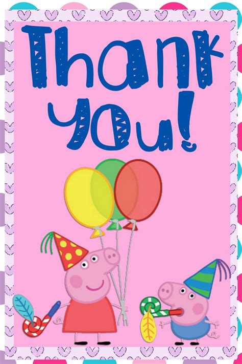 Peppa Pig Thank You Card By Bugsinmypocket On Etsy