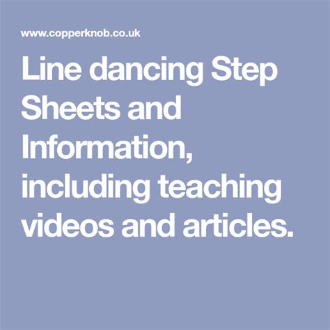 Line dancing Step Sheets and Information, including teaching videos and articles. | Line dancing ...